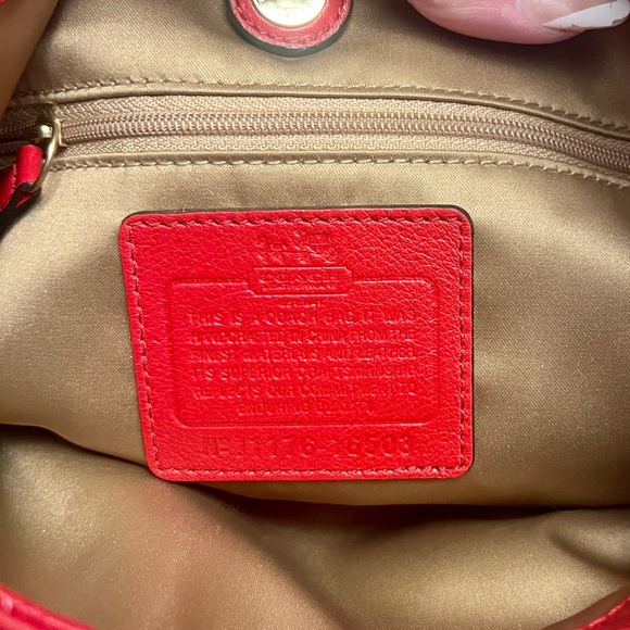 Coach Red Leather Shoulder Hobo with Gold Accents - Picture 5 of 7